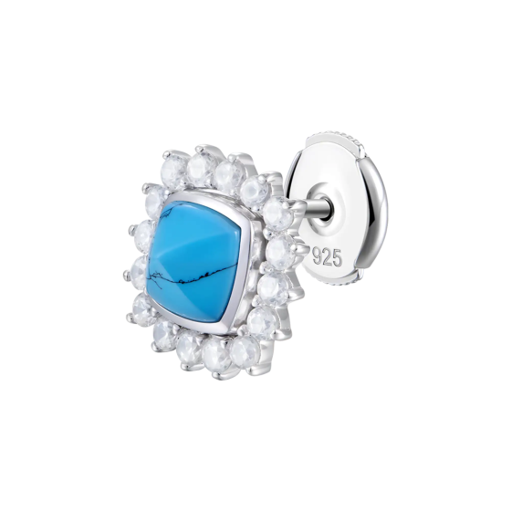 S925 Turquoise Halo Detachable Stud Earrings