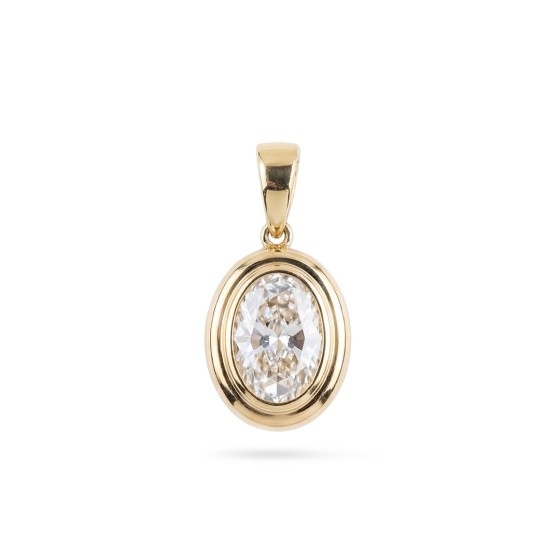 Yellow gold 18K oval lab-grown diamond pendant