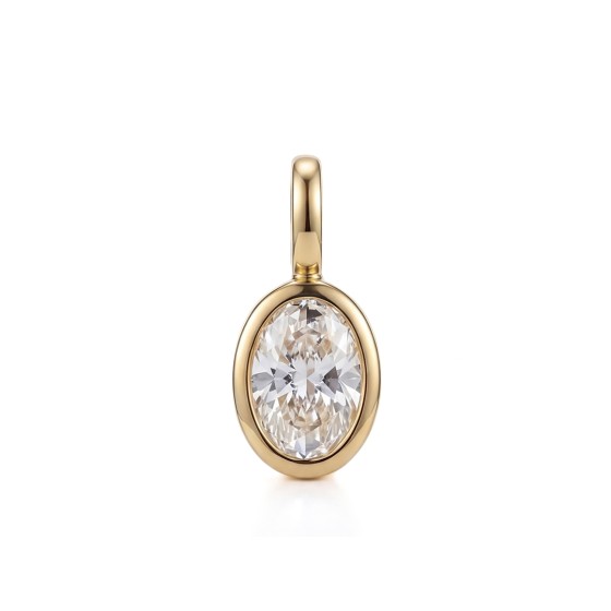 Yellow gold 18K oval lab-grown diamond pendant