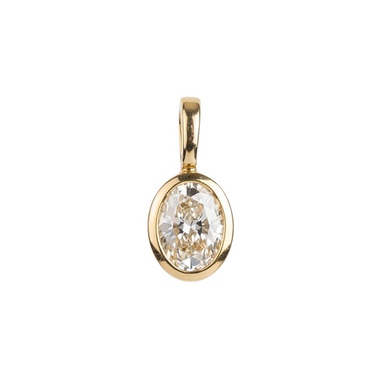 Yellow gold 18K bezel-set lab-grown diamond pendant