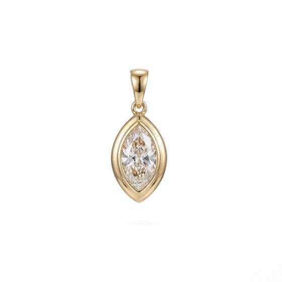 Yellow gold 18K marquise lab-grown diamond pendant
