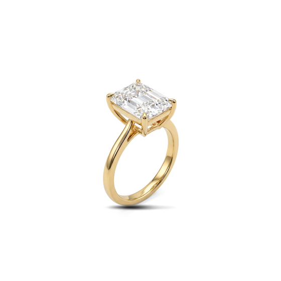 Yellow Gold Emerald Cut Center Stone with Halo Ring