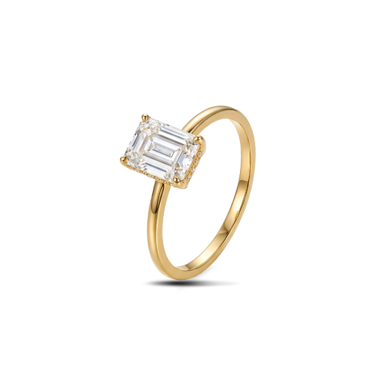 Yellow Gold Emerald Cut Diamond Ring