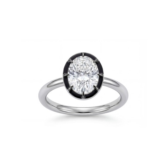 White gold oval center diamond ring
