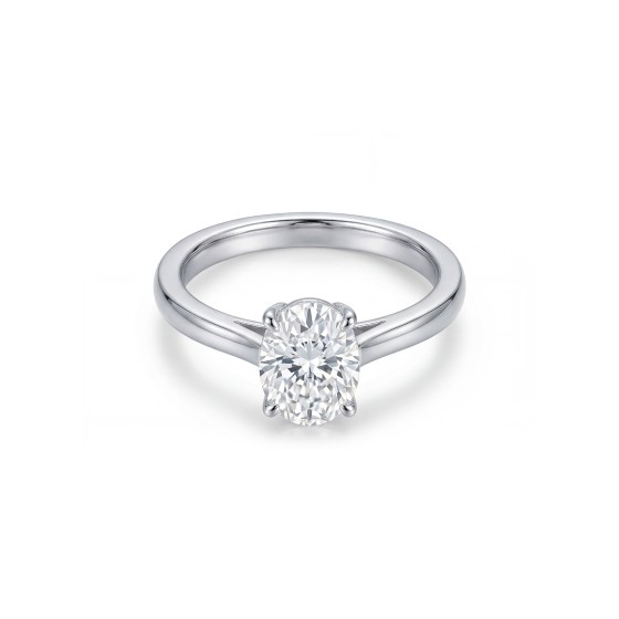 White gold oval center diamond ring