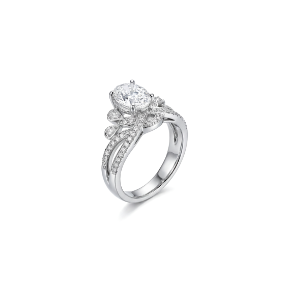 White Gold Crown Pear Cut Ring
