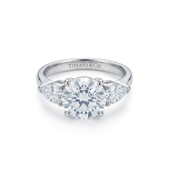 White Gold Round Three-Stone Ring