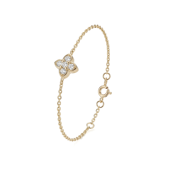 Yellow Gold Clover Round Diamond Bracelet