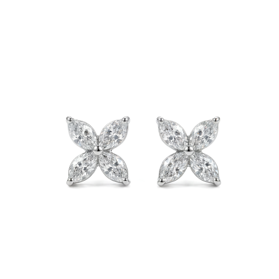 White Gold-Tone Butterfly Stud Earrings