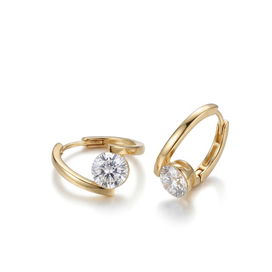 Yellow Gold Open Single Diamond Stud Earrings