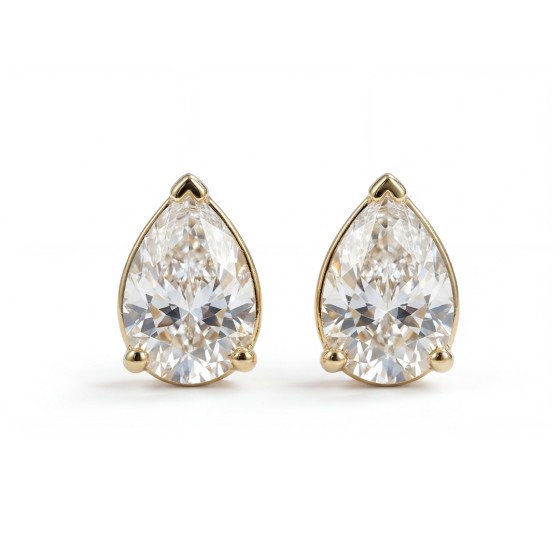 Yellow Gold Pear Cut Stud Earrings