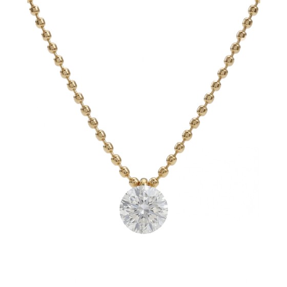 Yellow Gold Bead & Single Diamond Necklace