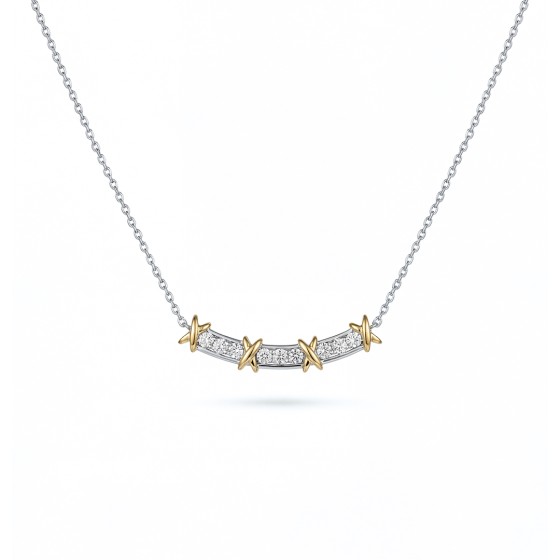 18K White Gold Two-Tone Sixteen-Stone Necklace